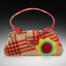 purse with plaid and floral design