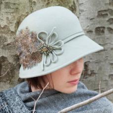 Wool Felt Cloche with Pheasant Feathers