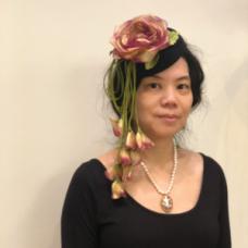 Hanging Silk Rose Fascinator with Buds
