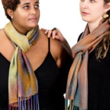 two multicolored scarves