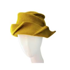 mustard colored hat with brim