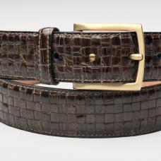 leather belt with gridded texture