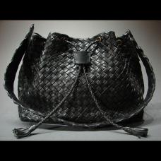 woven leather black purse