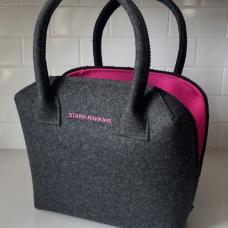 grey and pink bag