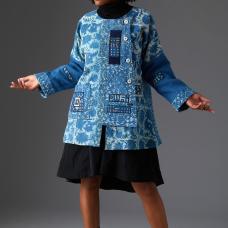 asymmetric blue jacket