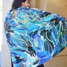 blue silk scarf