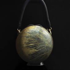 blue and ivory bag