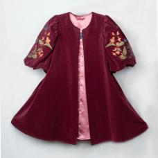 Red velvet embroidered coat