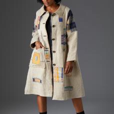 white patchwork coat