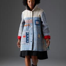 blue and white coat
