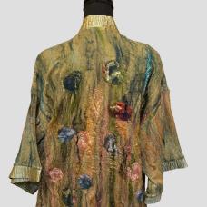back of green and colorful jacket