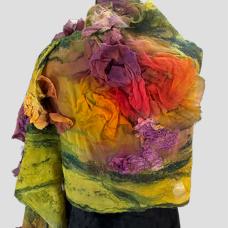 back of green and colorful scarf