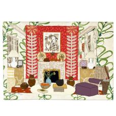 Horse portrait surrounded by &amp;quot;painted&amp;quot; leaves on a vibrant orange fabric panel