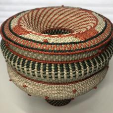 Double walled basket Waxed linen cordage