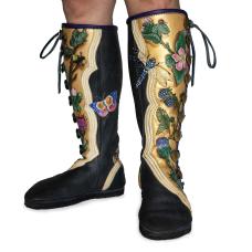 Boots top gold layer is hand-tooled and painted with additional insect free-hand painted appliques