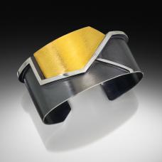 Sterling Silver and 24K Gold Cuff Hand Fabricated