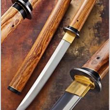 My take on a Japanese tanto  the smallest of three samurai swords. High carbon steel  nugold  ebony  and Bolivian rosewood.