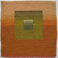 knitted square depicting three layers of color gradient