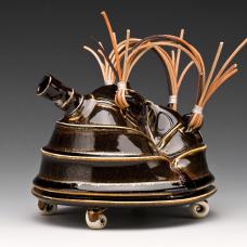 wheelthrown altered diminutive porcelain teapot